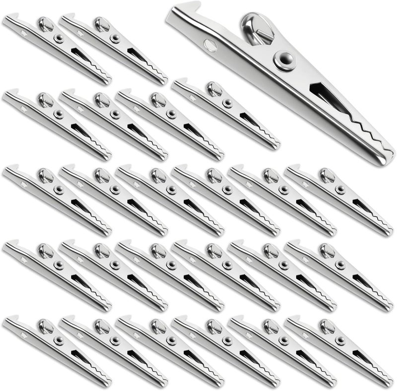 LUSTRIB 25 Pcs Metal Alligator Clip Spring Clamps, 35mm Small Metal Alligator Clips Alligator Clips for Crafts Nickel Plated Crocodile Clamps Alligators Clip for Laboratory Electric Testing Work - Image 1